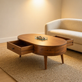 Florence Coffee Table - Solid Mango Wood with Drawers, Chestnut finish