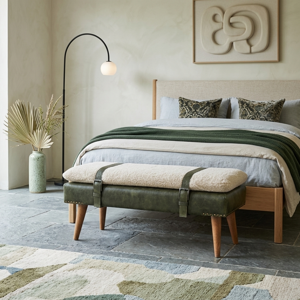 Ivy Weave Bench in Olive Green